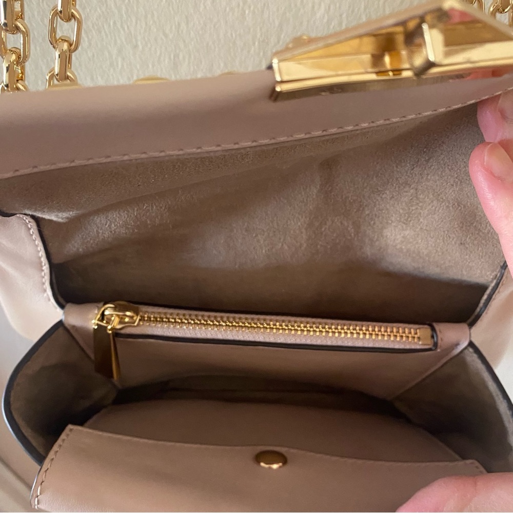 Michael Kors CeCe Pale Pink Flap Handbag w Gold Tone Studs & Studded Chain - Picture 9 of 9